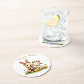 Osterhase & Lamm | Frühlingsblumen und -kiche Nied Runder Pappuntersetzer (Vor Ort)