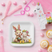 Osterhase & Lamm | Kichen und Frühlingsblumen Nied Pappteller (Party)