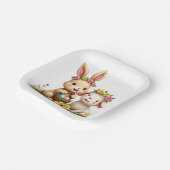 Osterhase & Lamm | Kichen und Frühlingsblumen Nied Pappteller (Gewinkelt)