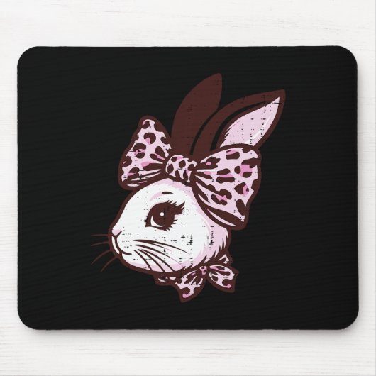 Osterhase Leopard Band Süße Häschen Mädchen Kinder Mousepad (Vorne)