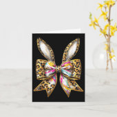 Osterhase Leopard Coquette Bow Happy Oster Gir Karte (Gelbe Blume)