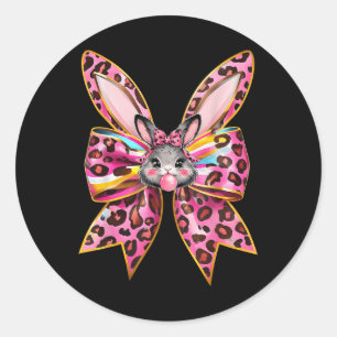 Osterhase Leopard Coquette Bow Ostertag Runder Aufkleber