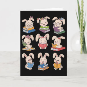 Osterhase liest Bücher Ostertag Bibliothekar Lehre Karte