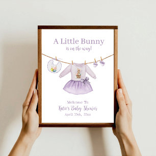 Osterhase Lila Kleid Mädchen Baby Shower Willkomme Poster