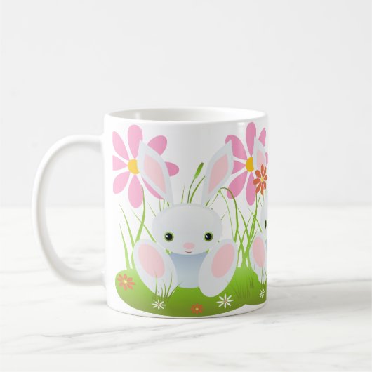 Osterhase - Little Blue Bunny mit Blume Kaffeetasse (Links)