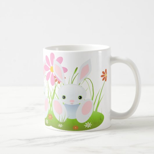 Osterhase - Little Blue Bunny mit Blume Kaffeetasse (Rechts)