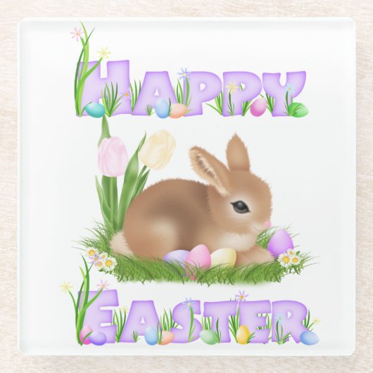 Osterhase (Mauve) Glasuntersetzer (Vorderseite)
