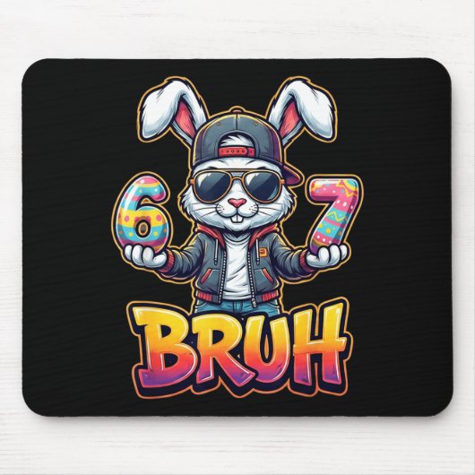 Osterhase Meme Bruh – Lustig 6 7 Ostereier Des Mousepad (Vorne)
