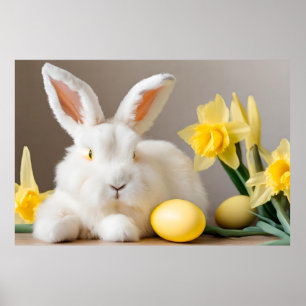 Osterhase mit Affodien und Ostereiern Poster