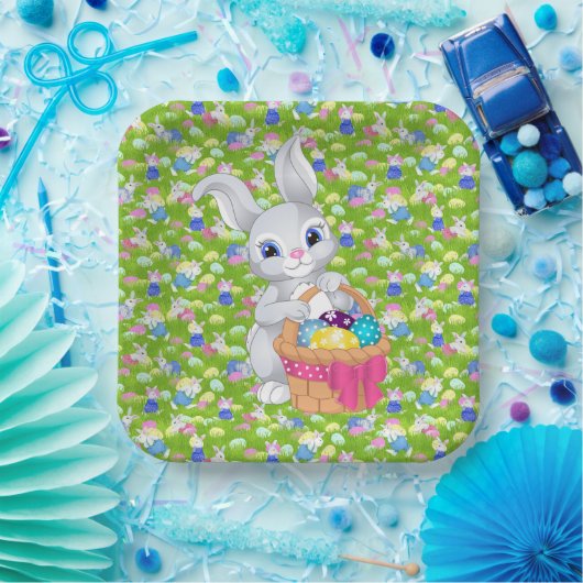 Osterhase mit Basket Egg Party Pappteller (Party)