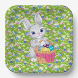 Osterhase mit Basket Egg Party Pappteller