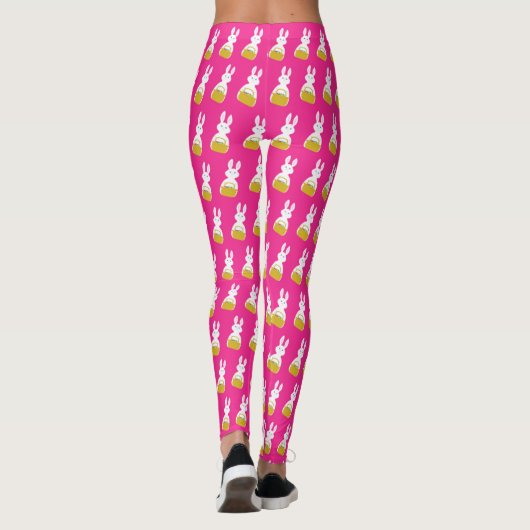 Osterhase mit Basket Fuchsia Hintergrund Leggings (Rückseite)