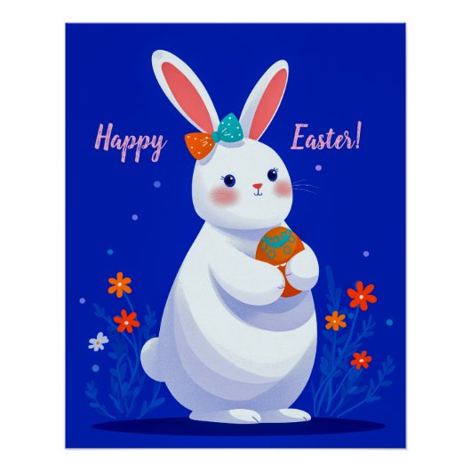 Osterhase mit blauem Hintergrund Poster (Vorderseite)