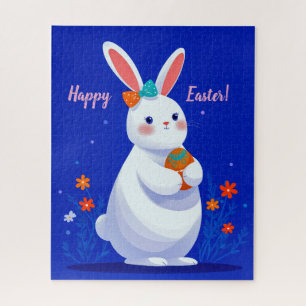 Osterhase mit blauem Hintergrund  Puzzle