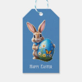 Osterhase mit Blauer Schleife Cartoon - Geschenkanhänger (Vorderseite)