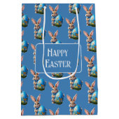 Osterhase mit blauer Schleife - Mittlere Geschenktüte (Rückseite)