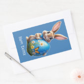 Osterhase mit blauer Schleife -  Rechteckiger Aufkleber (Umschlag)