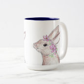 Osterhase mit Blume Crown! (Dunkelblau) Zweifarbige Tasse (VorderseiteRechts)