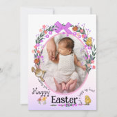 Osterhase mit Blume Fotokarte Feiertagskarte (Vorderseite)