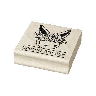 Osterhase mit Blume Geschenk Name Holzkunst Briefm Gummistempel