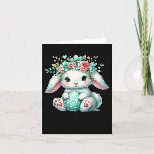 Osterhase mit Blume Kronmädchen Frauen im Mund Karte