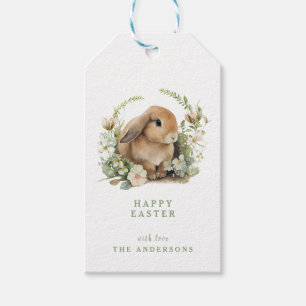 Osterhase mit Blumen Aquarell Frühling Geschenkanhänger
