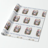 Osterhase mit Blumen Frohe Ostern Geschenkpapier (Ungerollt)