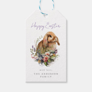 Osterhase mit Blumen Geschenkanhänger