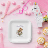 Osterhase mit Blumen Pappteller (Party)
