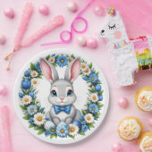 Osterhase mit Blumen  Pappteller (Party)