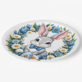 Osterhase mit Blumen  Pappteller (Schrägansicht)