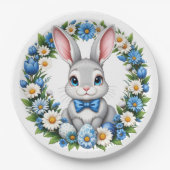 Osterhase mit Blumen  Pappteller (Vorderseite)