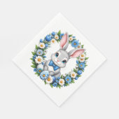 Osterhase mit Blumen Serviette (Ecke)