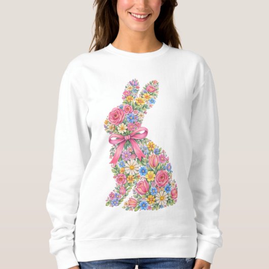 Osterhase mit Blumen Sweatshirt (Vorderseite)