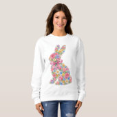 Osterhase mit Blumen Sweatshirt (Vorne ganz)