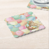 Osterhase mit Blumen und Ostereiern Untersetzer (angewinkelt)