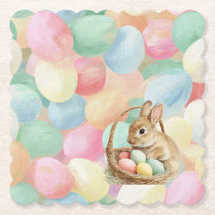 Osterhase mit Blumen und Ostereiern Untersetzer