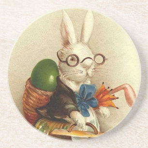 Osterhase mit Brille Sandstein Untersetzer