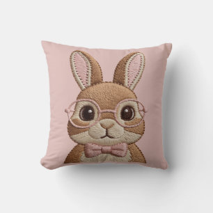 Osterhase mit Brille & Schleife – Stickdesign Kissen