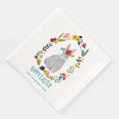 Osterhase mit bunten Blumen Serviette (Ecke)
