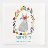 Osterhase mit bunten Blumen Serviette (Vorderseite)