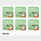 Osterhase mit Carrots-Geschenksticker & Labels Quadratischer Aufkleber (Blatt)