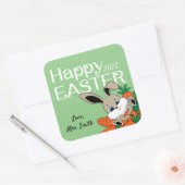 Osterhase mit Carrots-Geschenksticker & Labels Quadratischer Aufkleber (Umschlag)