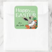 Osterhase mit Carrots-Geschenksticker & Labels Quadratischer Aufkleber (Tasche)