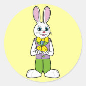 Osterhase mit Chicks Runder Aufkleber (Vorderseite)