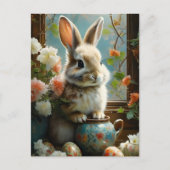 Osterhase mit detaillierten Eiern und Blume Postkarte (Vorderseite)