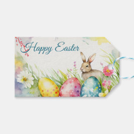 Osterhase mit drei Ostereiern Geschenkanhänger