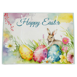 Osterhase mit drei Ostereiern Große Geschenktüte