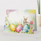 Osterhase mit drei Ostereiern Karte (Rückseite)