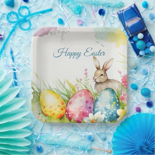 Osterhase mit drei Ostereiern Pappteller (Party)